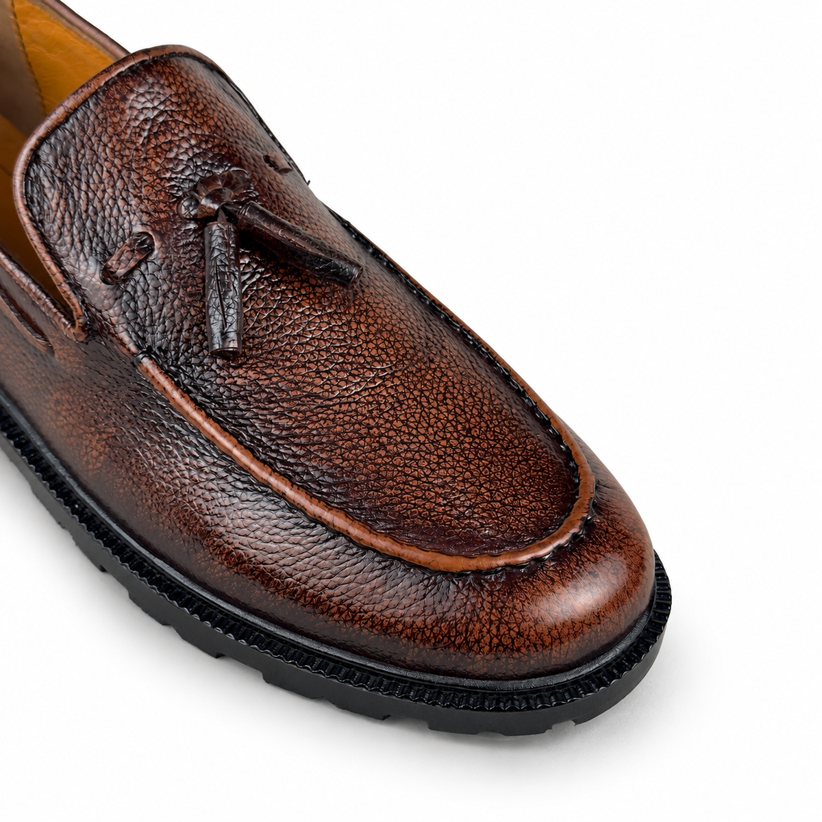 LEATHER CHUNKY LOAFER - BROWN