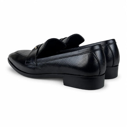 ITALIAN TOE LEATHER LOAFER - BLACK