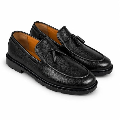 LEATHER CHUNKY LOAFER - BLACK