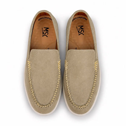 AMARA SUEDE MEDICATED LOAFER - STONE BEIGE