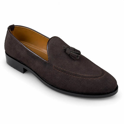 SUEDE LEATHER TESSEL LOAFER - BROWN