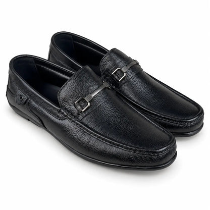 LEATHER MOCCASIN - BLACK