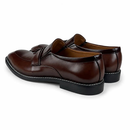 ITALIAN TOE TESSEL LEATHER LOAFER - BROWN