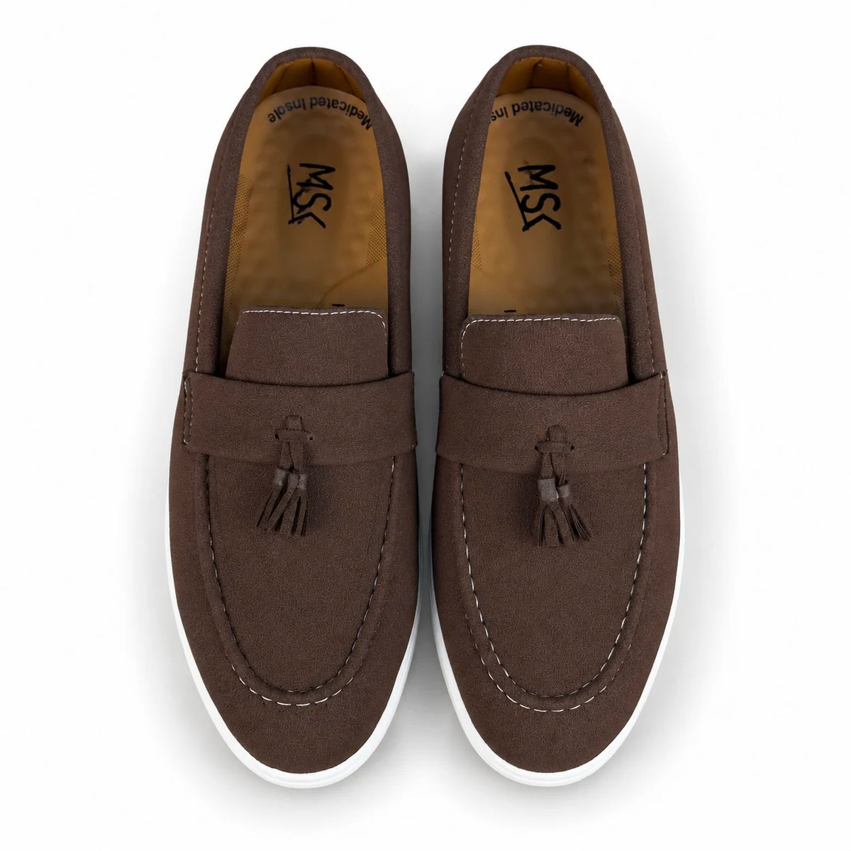 BROWN SUEDE TESSEL MEDICATED LOAFER