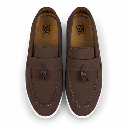 BROWN SUEDE TESSEL MEDICATED LOAFER