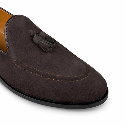 SUEDE LEATHER TESSEL LOAFER - BROWN