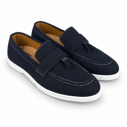 SUEDE TESSEL MEDICATED LOAFER - BLACK