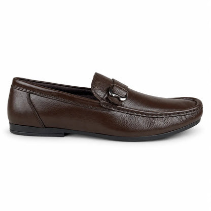 LEATHER MOCCASIN SIDE-BUCKLE - BROWN