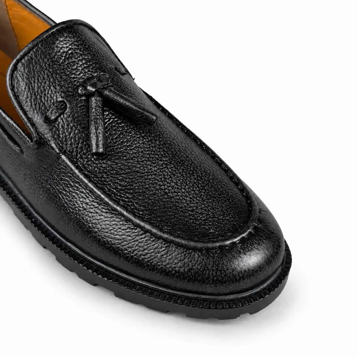 LEATHER CHUNKY LOAFER - BLACK