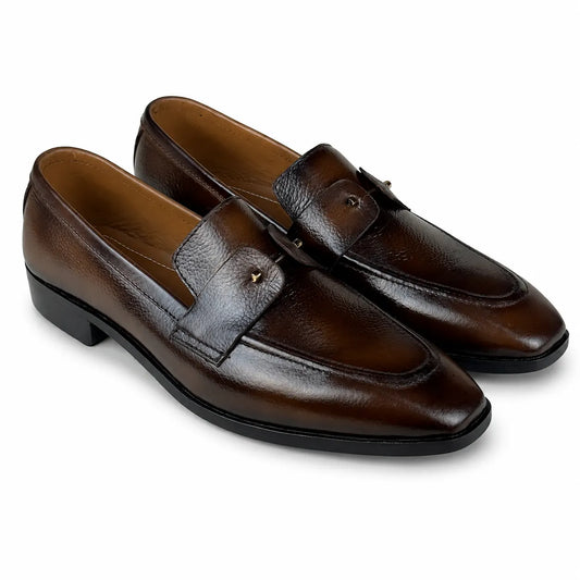 ITALIAN TOE LEATHER LOAFER - BROWN