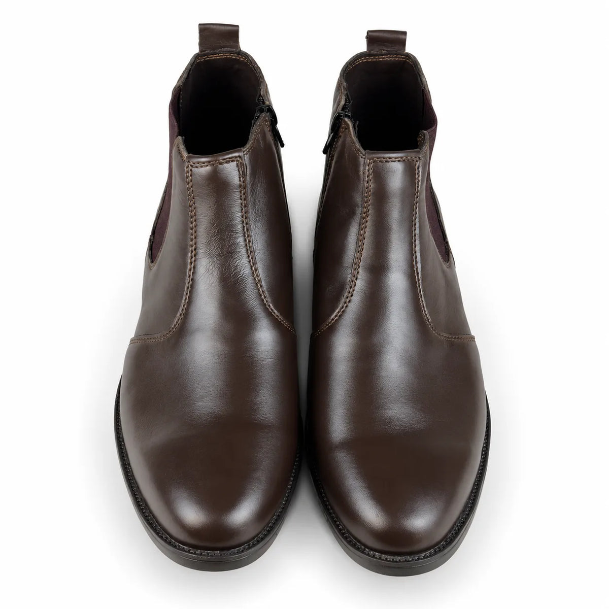 ZIPPER LEATHER CHELSEA - BROWN