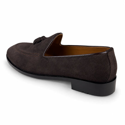 SUEDE LEATHER TESSEL LOAFER - BROWN