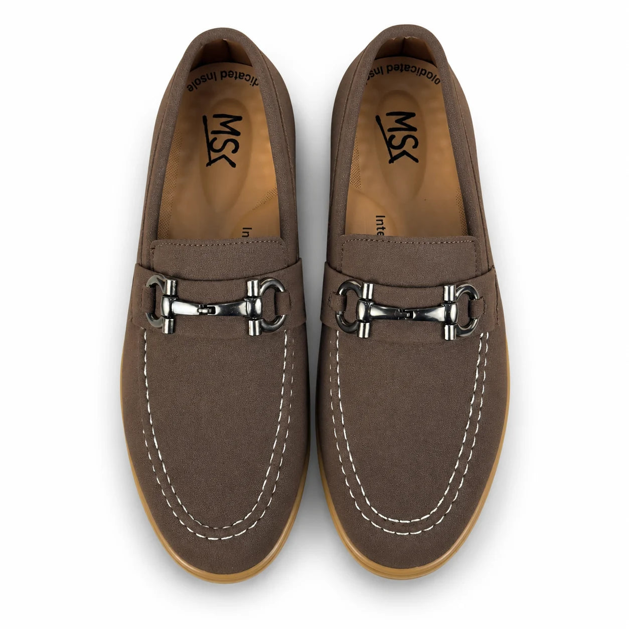 SUEDE MEDICATED BUCKLE LOAFER - BROWN