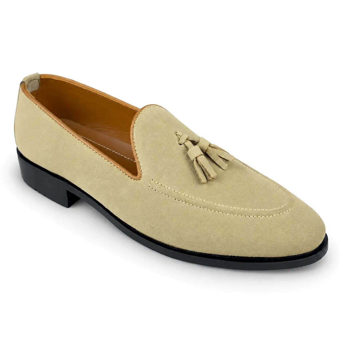 SUEDE LEATHER TESSEL LOAFER - CREAM BEIGE