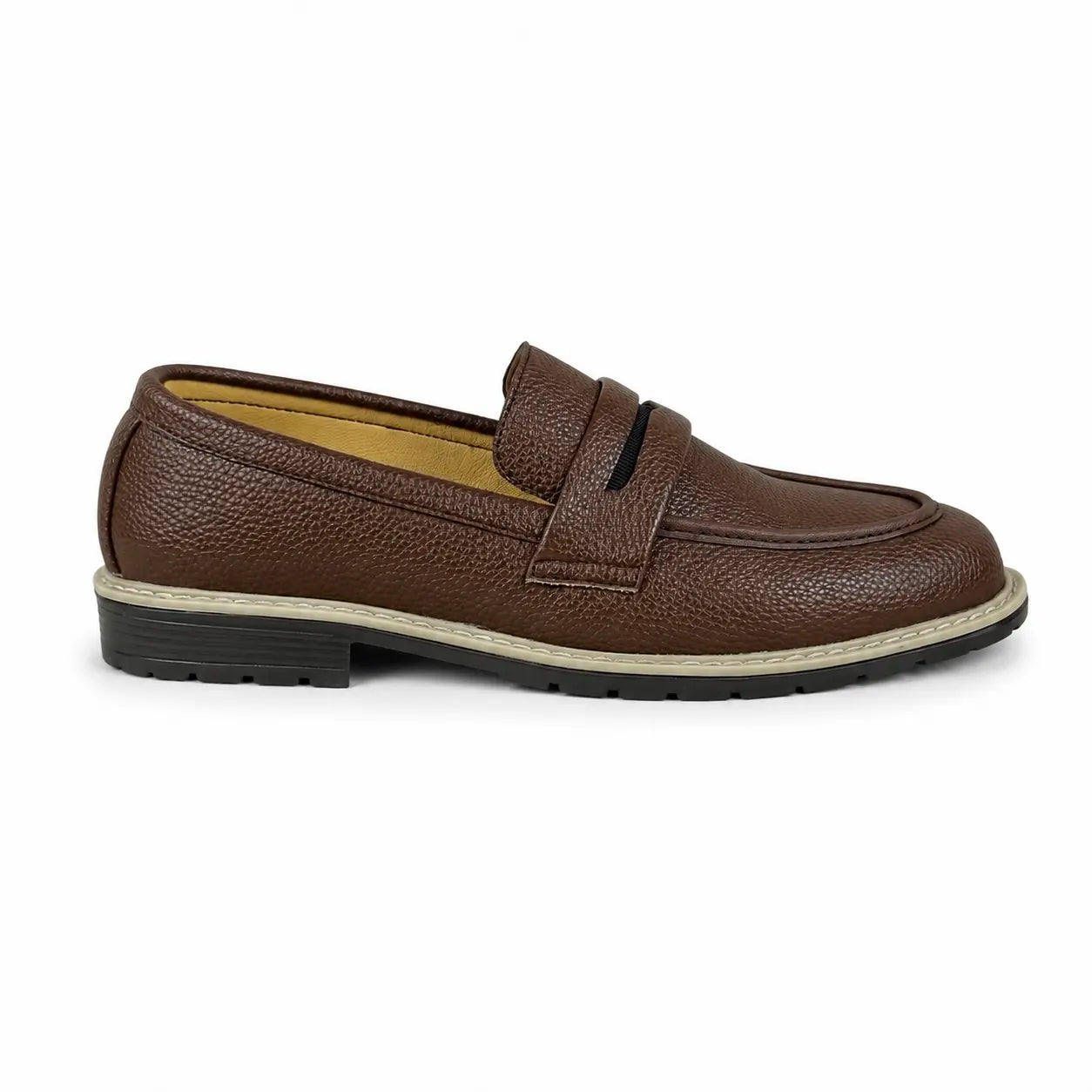 BROWN MILLED MEDICATED FORMAL LOAFER