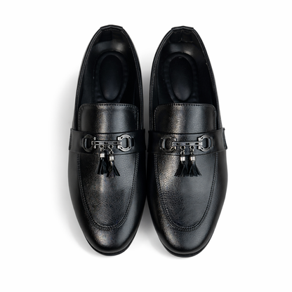 TEXTURE BLACK TASSEL LOAFER