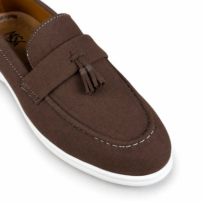 BROWN SUEDE TESSEL MEDICATED LOAFER