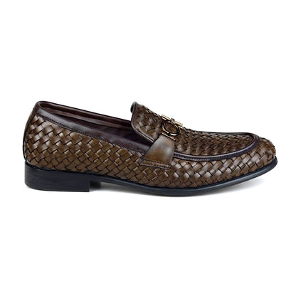 BROWN WOVEN PURE LEATHER