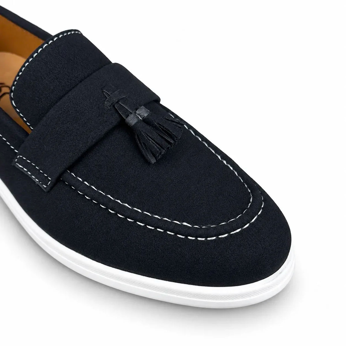SUEDE TESSEL MEDICATED LOAFER - BLACK