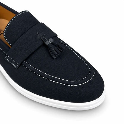 SUEDE TESSEL MEDICATED LOAFER - BLACK