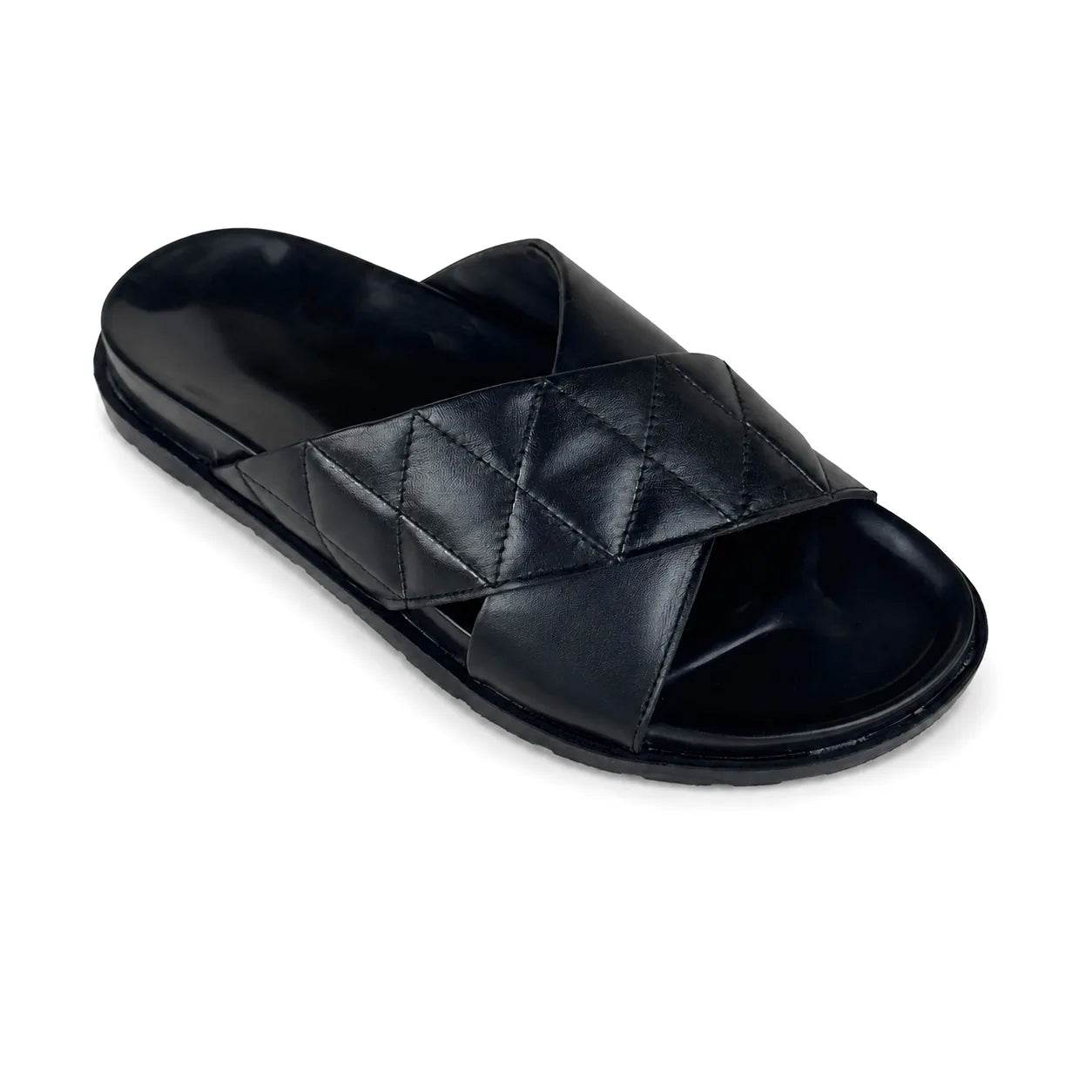BLACK LEATHER X SLIPPER