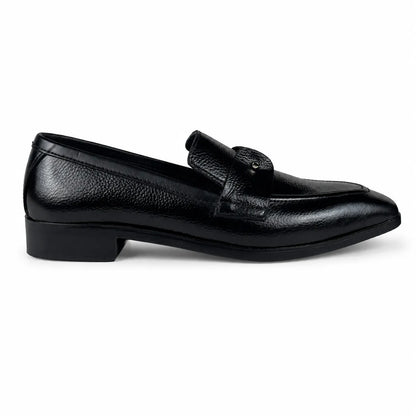 ITALIAN TOE LEATHER LOAFER - BLACK
