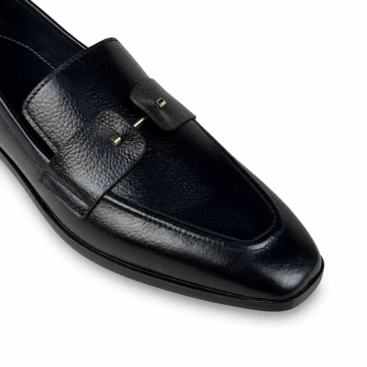 ITALIAN TOE LEATHER LOAFER - BLACK