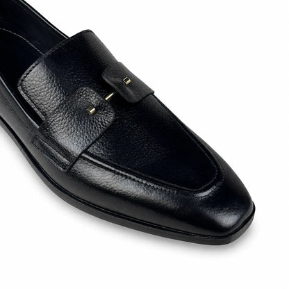ITALIAN TOE LEATHER LOAFER - BLACK