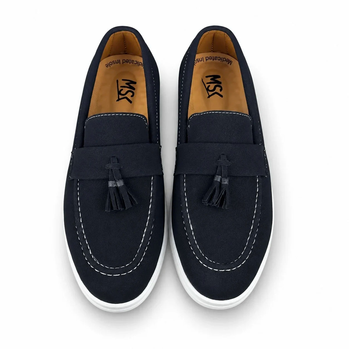 SUEDE TESSEL MEDICATED LOAFER - BLACK