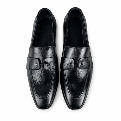 ITALIAN TOE LEATHER LOAFER - BLACK