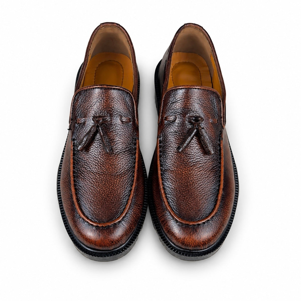 LEATHER CHUNKY LOAFER - BROWN