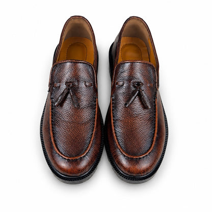 LEATHER CHUNKY LOAFER - BROWN