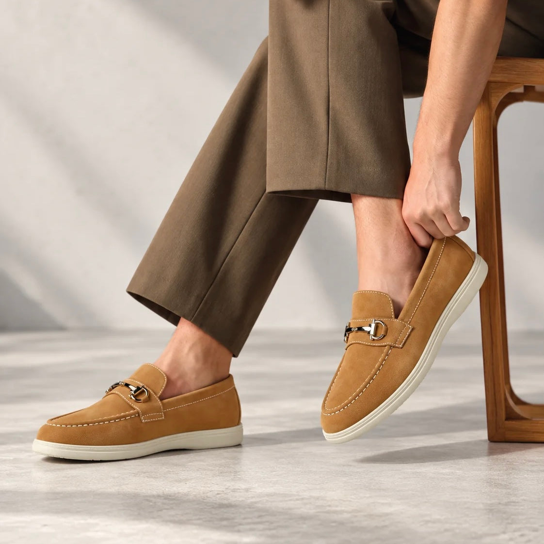 CAMEL NUBUCK SUEDE MEDICATED LOAFER