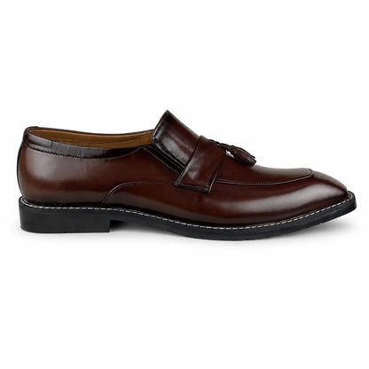 ITALIAN TOE TESSEL LEATHER LOAFER - BROWN