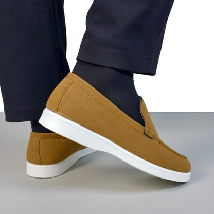 CAMEL BROWN SUEDE MEDICATED LOAFER