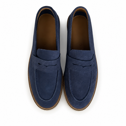 BLUE SUEDE GENUINE LEATHER LOAFER