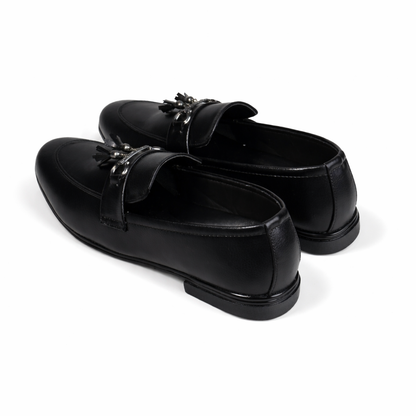 TEXTURE BLACK TASSEL LOAFER
