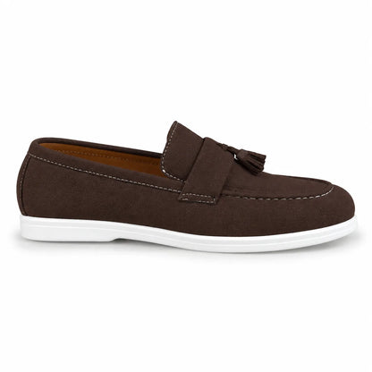 BROWN SUEDE TESSEL MEDICATED LOAFER