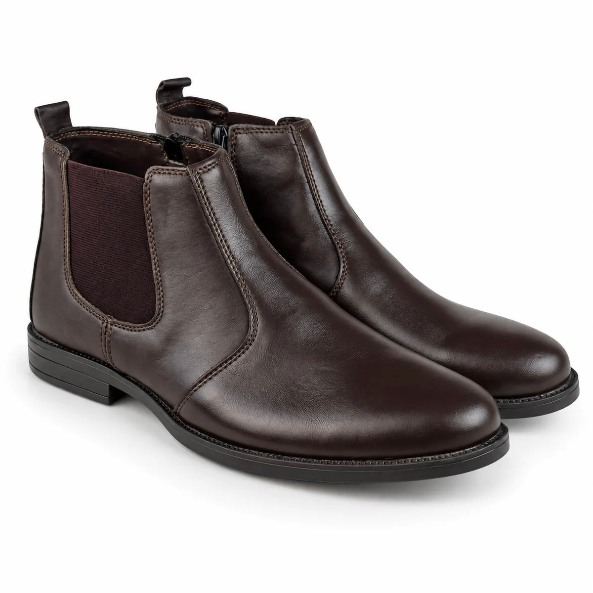 ZIPPER LEATHER CHELSEA - BROWN