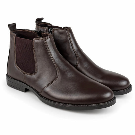 ZIPPER LEATHER CHELSEA - BROWN