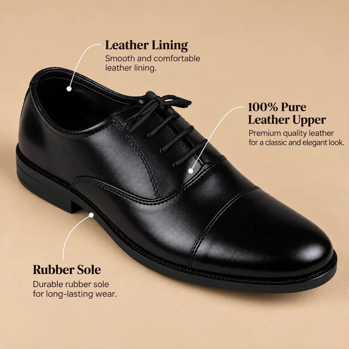 LEATHER OXFORD - BLACK